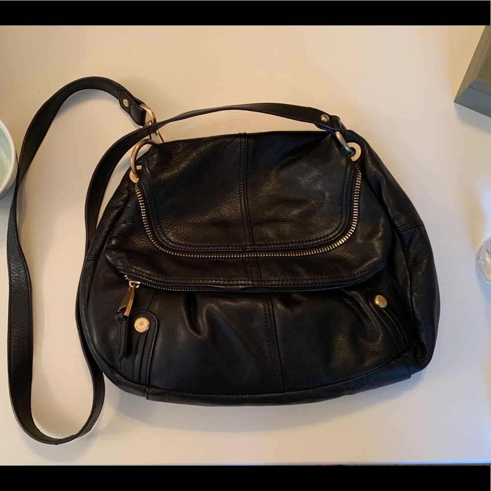 B. Makowsky Butter Soft Black Leather Crossbody